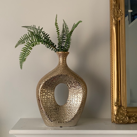 Accents Mid Century Modern Gold Vase Textured Glam Luxury Poshmark